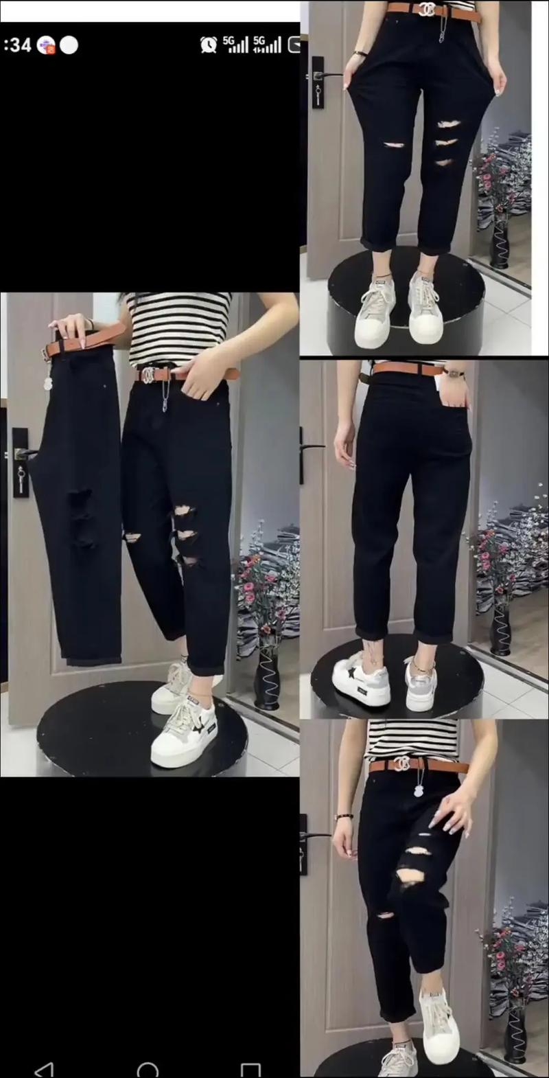 黑色破洞牛仔裤怎么搭显瘦又时髦?-图3 黑色破洞牛仔裤怎么搭显瘦又时髦?-图3