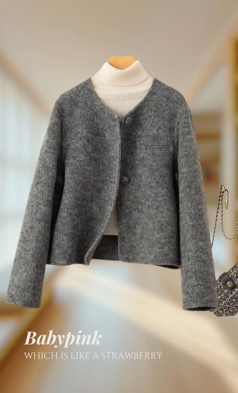 女装廲身毛呢外套短款显胖吗？-图1