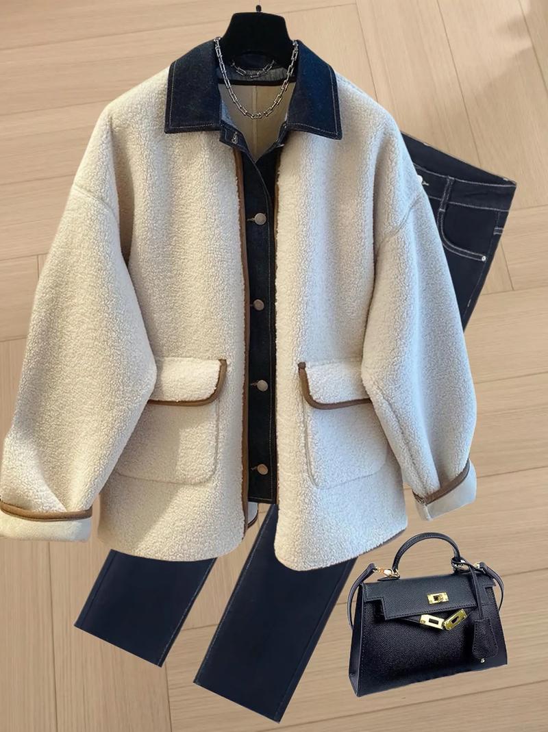 毛毛牛仔外套韩版显瘦吗？-图3