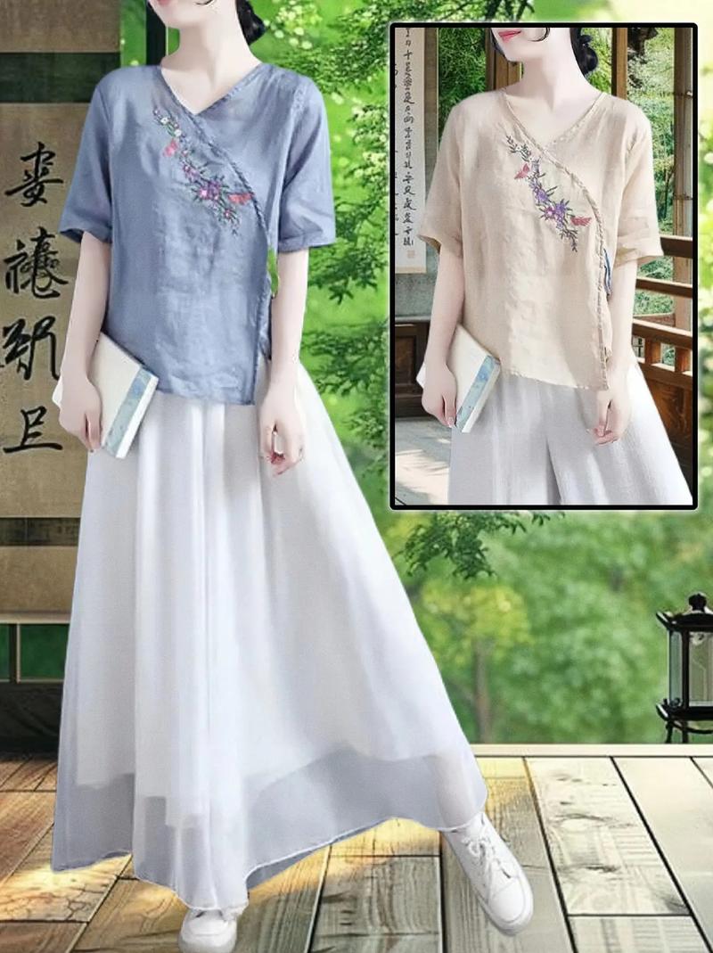 中民族风棉麻衬衫如何搭配更出彩？-图1