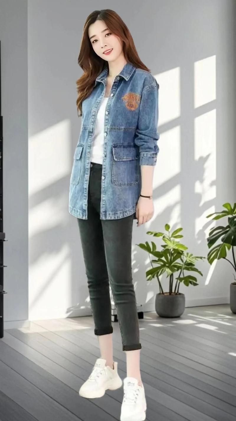 中长款牛仔外套女怎么选才显瘦？-图1