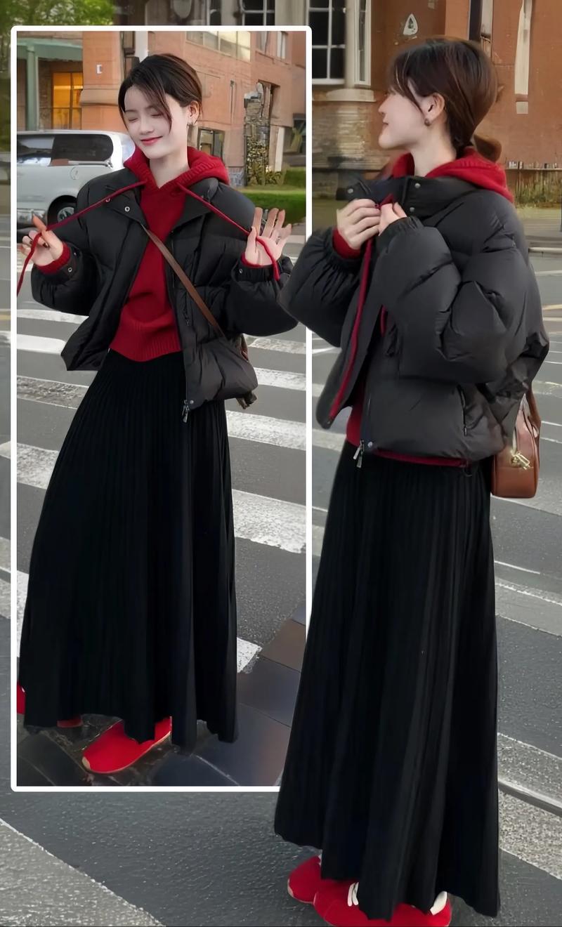 黑色短棉袄怎么搭才显瘦时髦？-图1