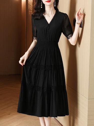 这款黑色雪纺长裙图片是啥款式？-图2