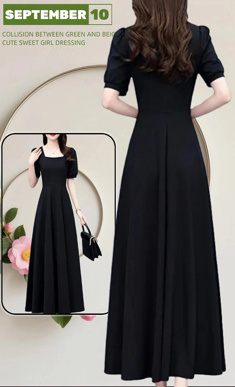 新款黑色长连衣裙，显瘦百搭吗？-图2