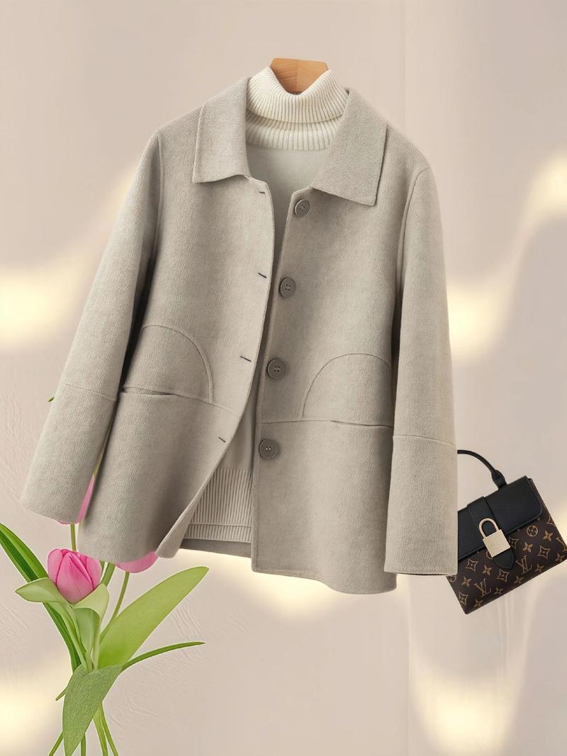 短款呢子女装大衣图片-图2