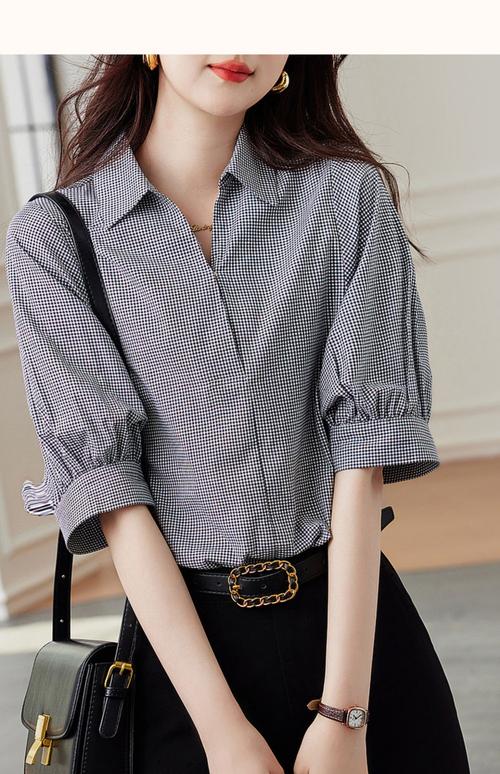 夏天女装短袖格子上衣怎么选？-图2