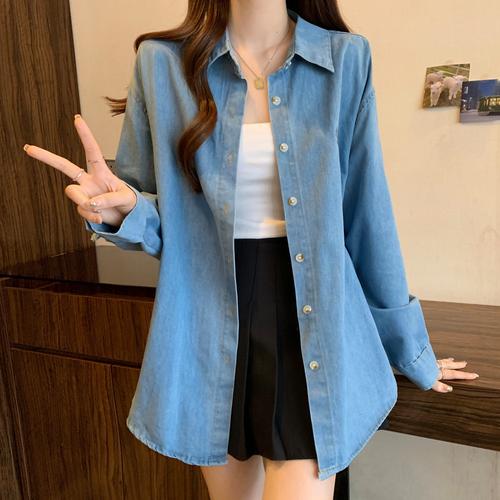 宽松牛仔长袖衬衫，显瘦百搭怎么选？-图2