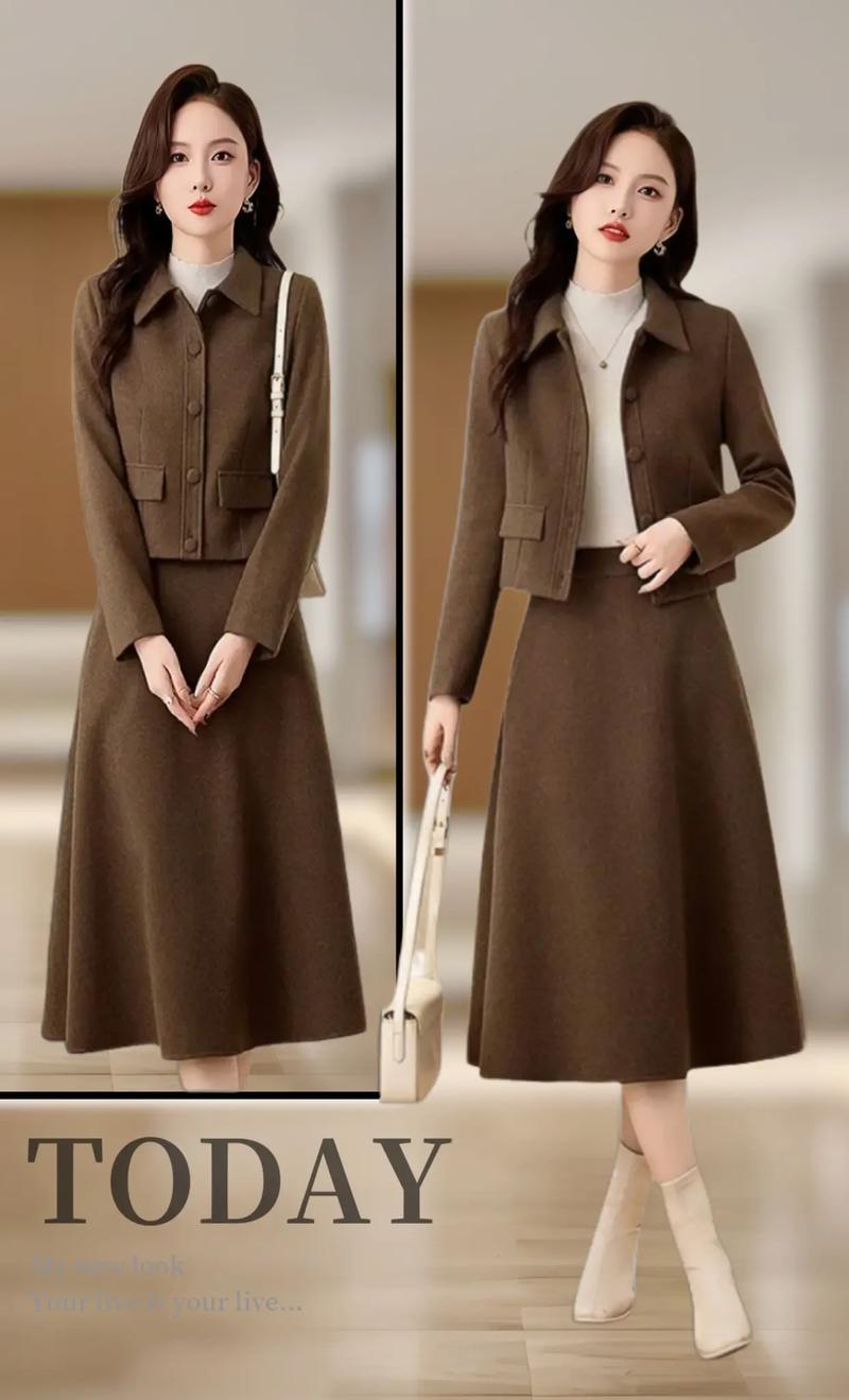 冬季毛呢职业女装套裙，如何选显气质又保暖？-图2