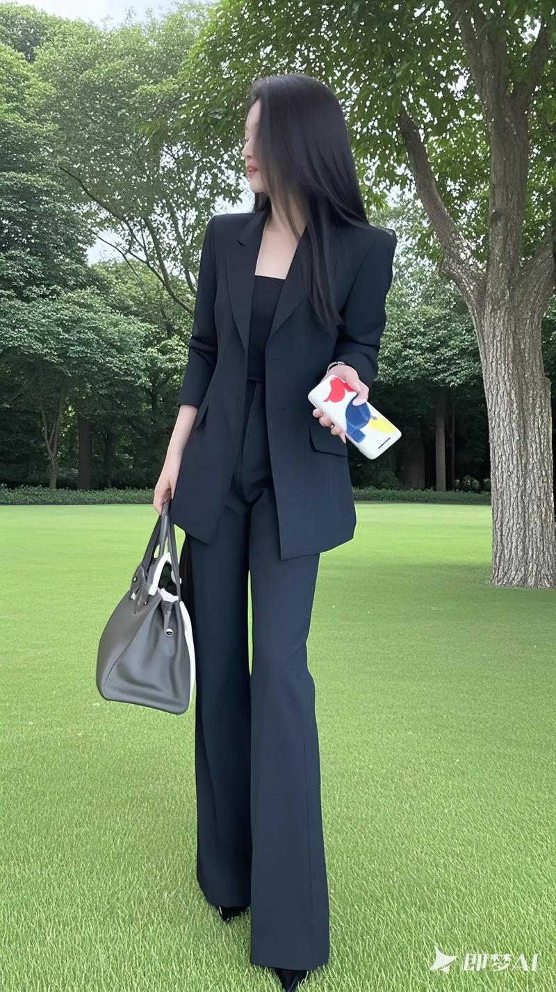 西装套装女+喇叭裤=气质密码？-图1