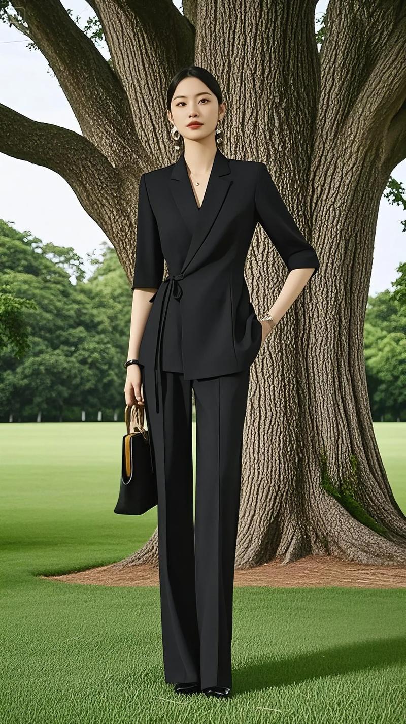 西装套装女+喇叭裤=气质密码？-图2
