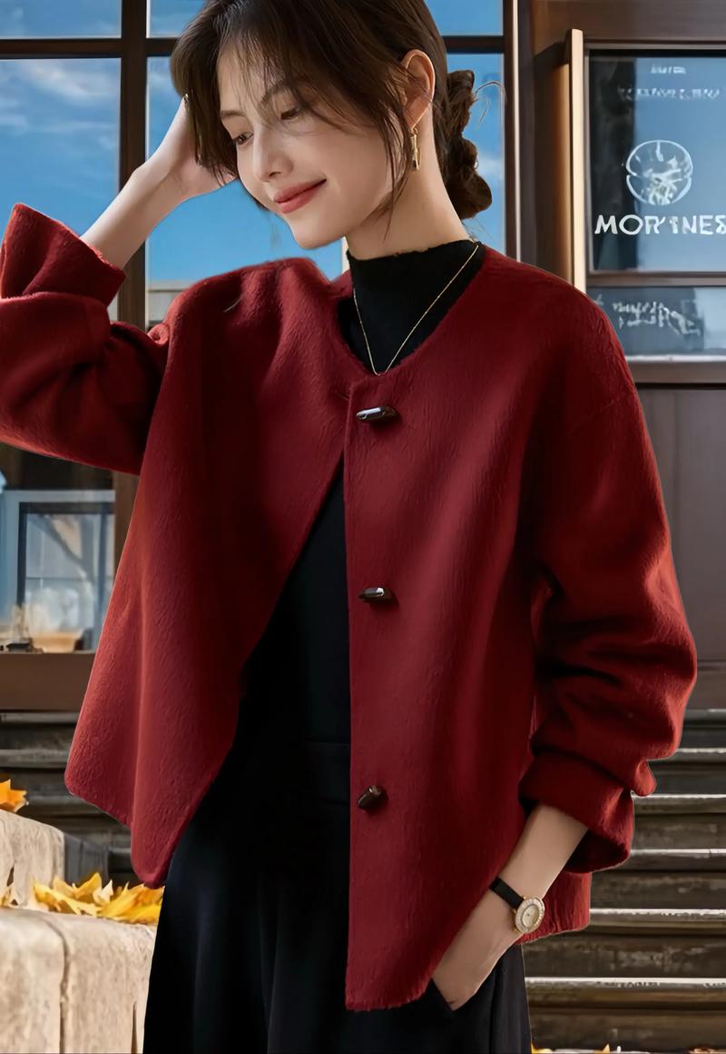 红色毛呢外衣图片，搭配什么更出彩？-图3